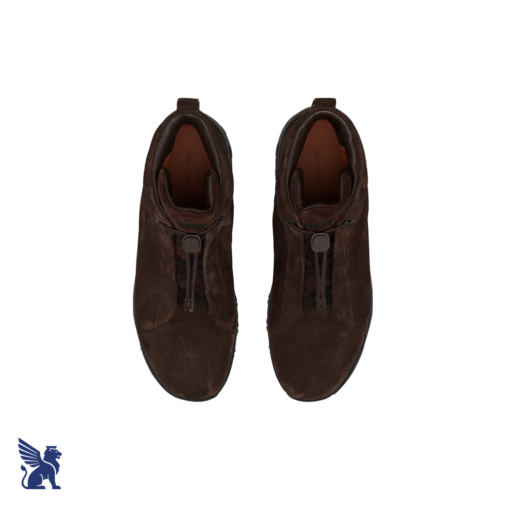 Zegna Triple Stitch Vetta – Dark Brown Suede